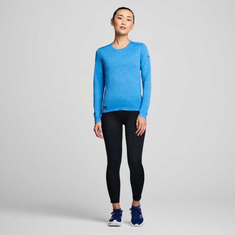 Saucony Stopwatch Long Sleeve Women's T-Shirt Blue | IRELAND LXPY