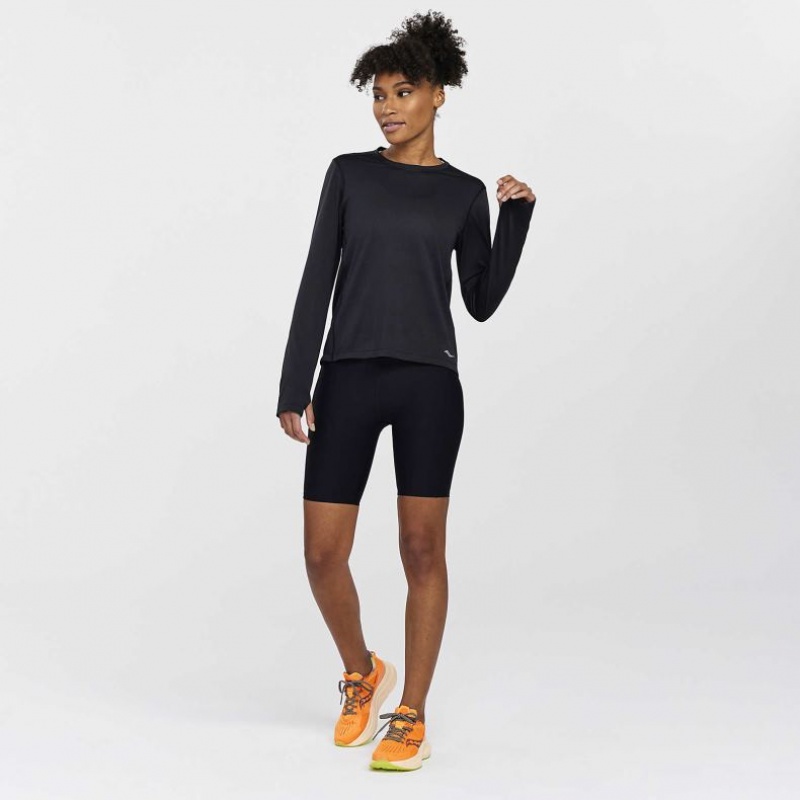 Saucony Stopwatch Long Sleeve Women's T-Shirt Black | IRELAND UEJN