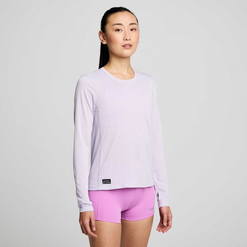 Saucony Stopwatch Long Sleeve Women's T-Shirt Purple | IRELAND NUKQ