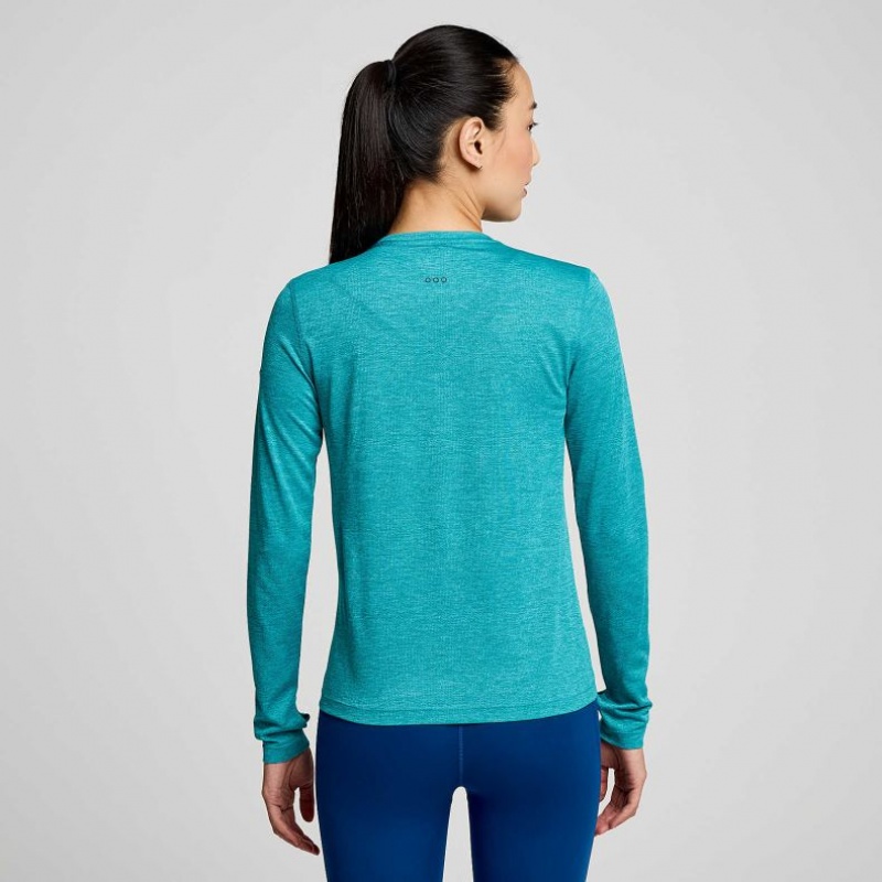 Saucony Stopwatch Long Sleeve Women's T-Shirt Turquoise | IRELAND BGUM