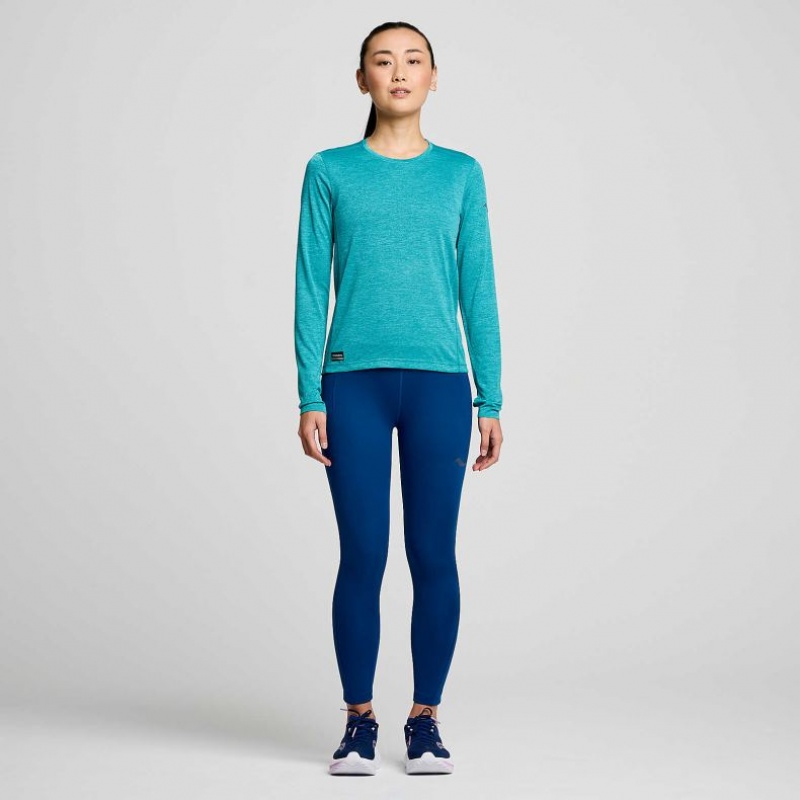 Saucony Stopwatch Long Sleeve Women's T-Shirt Turquoise | IRELAND BGUM