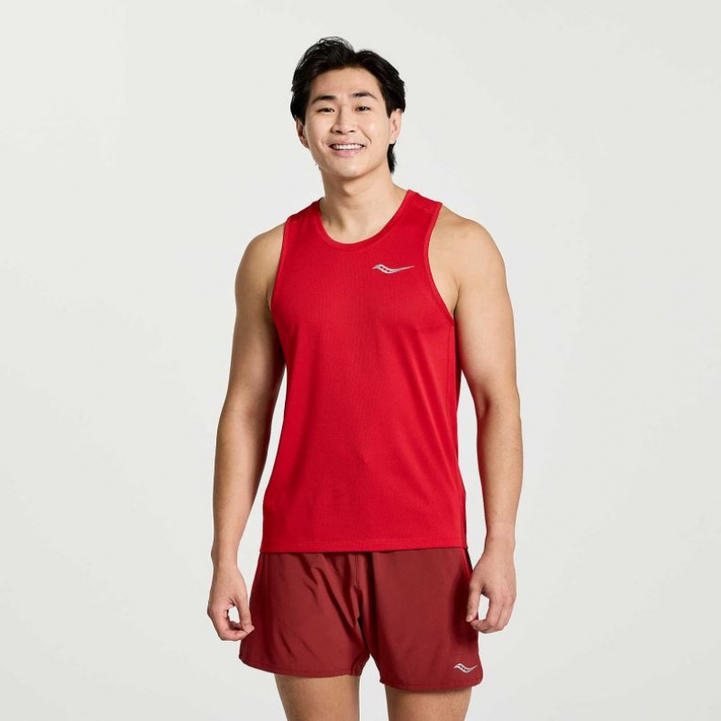 Saucony Stopwatch Men\'s Singlet Red | IRELAND HCPA