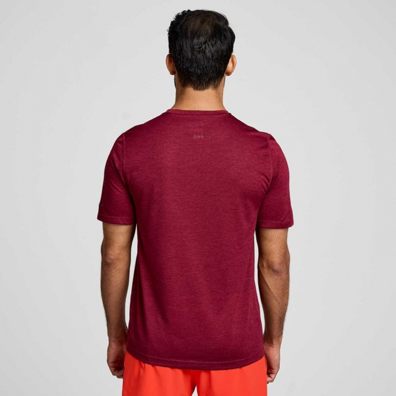 Saucony Stopwatch Short Sleeve Men's T-Shirt Burgundy | IRELAND LMEO