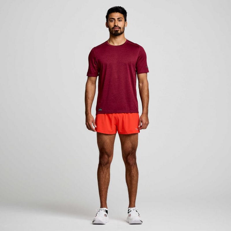 Saucony Stopwatch Short Sleeve Men's T-Shirt Burgundy | IRELAND LMEO