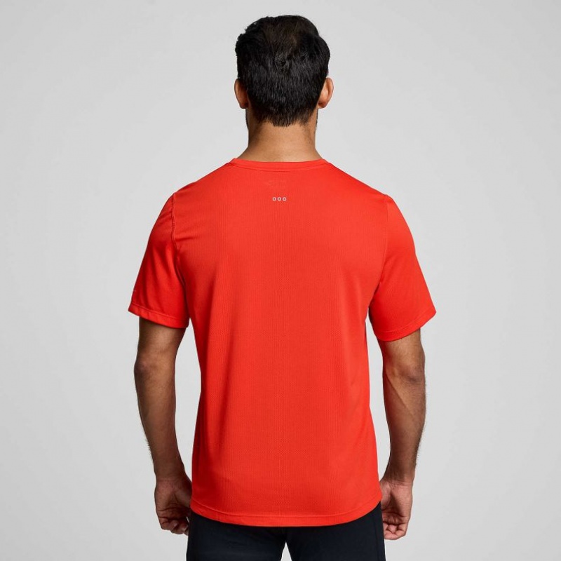 Saucony Stopwatch Short Sleeve Men's T-Shirt Orange | IRELAND TWFG