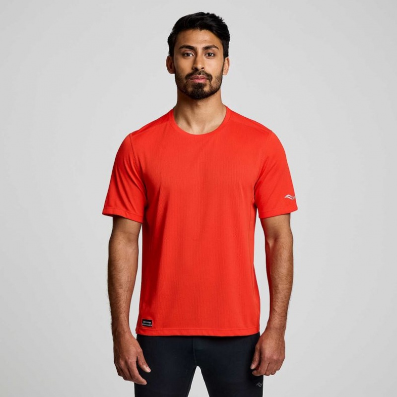 Saucony Stopwatch Short Sleeve Men\'s T-Shirt Orange | IRELAND TWFG