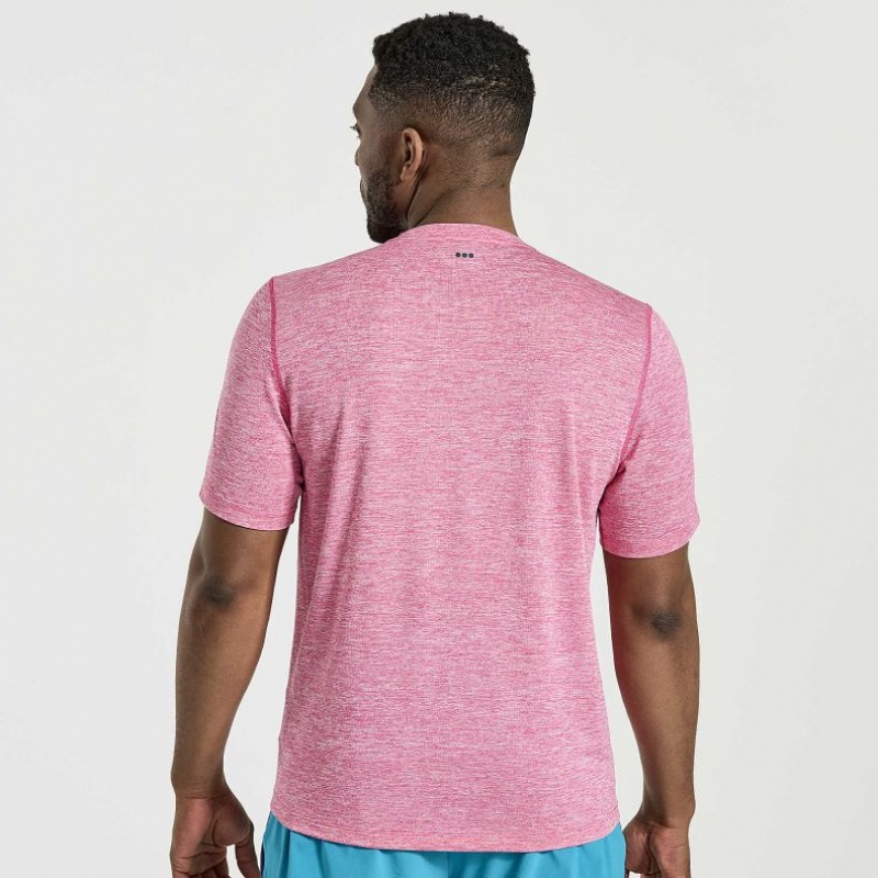 Saucony Stopwatch Short Sleeve Men's T-Shirt Pink | IRELAND ZQAF