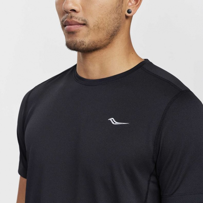 Saucony Stopwatch Short Sleeve Men's T-Shirt Black | IRELAND YTLG