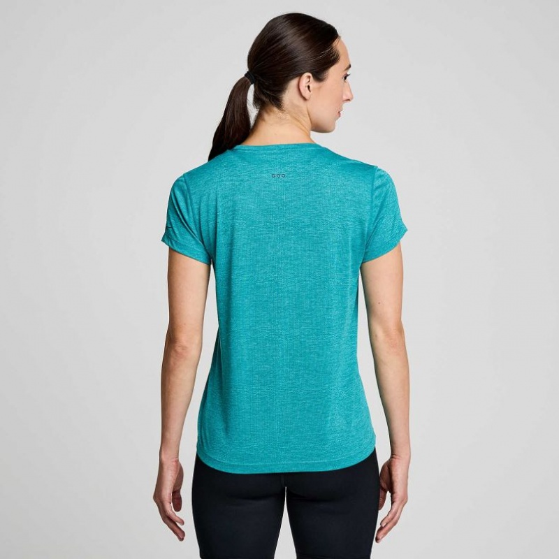 Saucony Stopwatch Short Sleeve Women's T-Shirt Turquoise | IRELAND WEAG