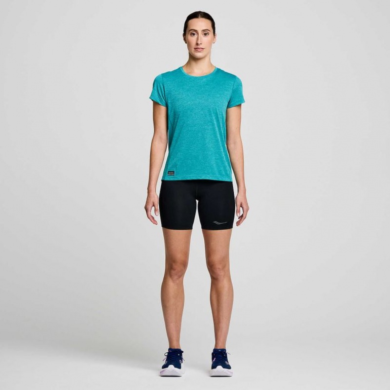 Saucony Stopwatch Short Sleeve Women's T-Shirt Turquoise | IRELAND WEAG