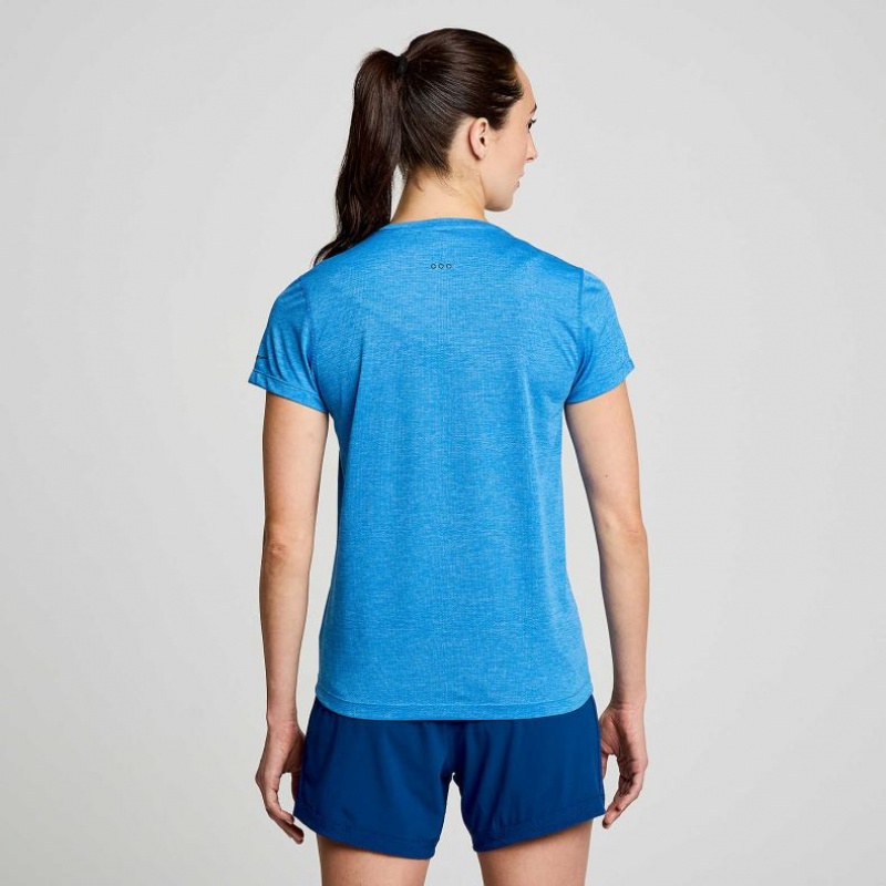 Saucony Stopwatch Short Sleeve Women's T-Shirt Blue | IRELAND NOYS