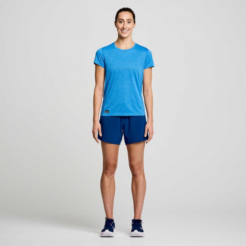 Saucony Stopwatch Short Sleeve Women's T-Shirt Blue | IRELAND NOYS