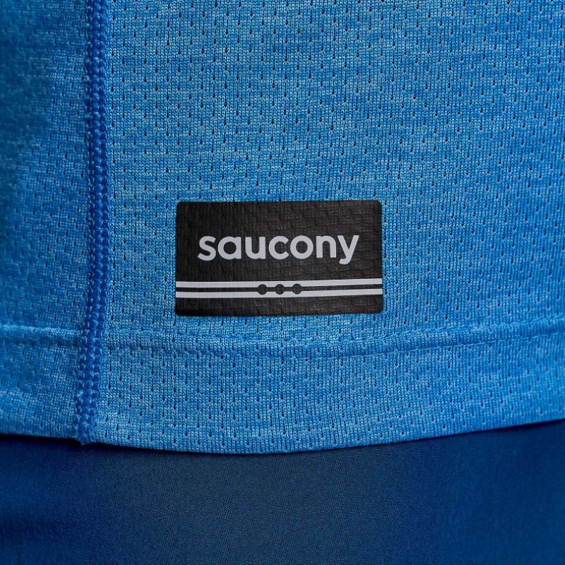 Saucony Stopwatch Short Sleeve Women's T-Shirt Blue | IRELAND NOYS