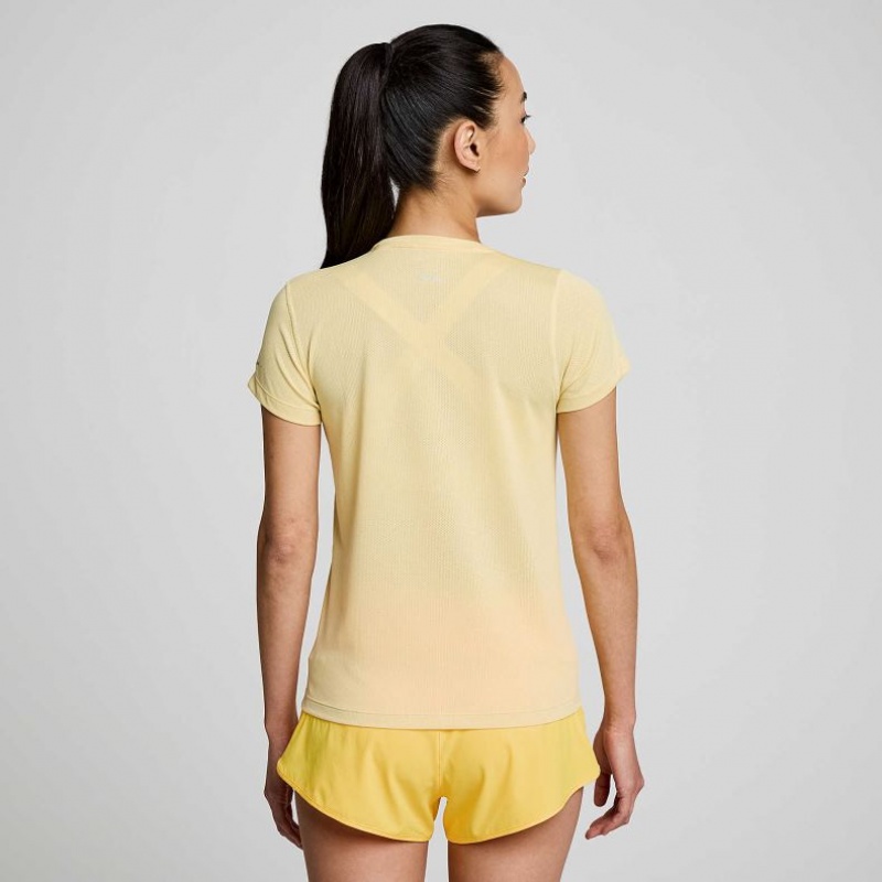 Saucony Stopwatch Short Sleeve Women's T-Shirt Yellow | IRELAND IJCL