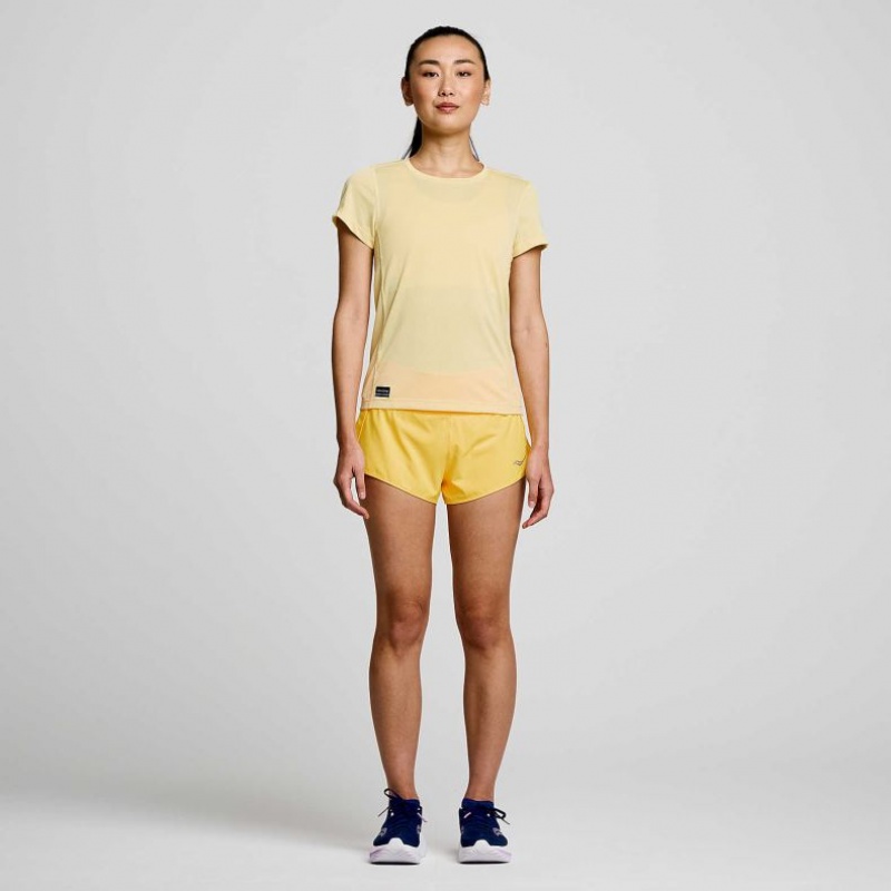 Saucony Stopwatch Short Sleeve Women's T-Shirt Yellow | IRELAND IJCL