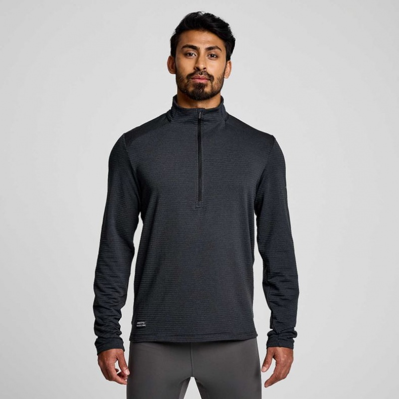 Saucony Triumph 3D 1/2 Zip Men\'s Sweatshirt Black | IRELAND DLJT