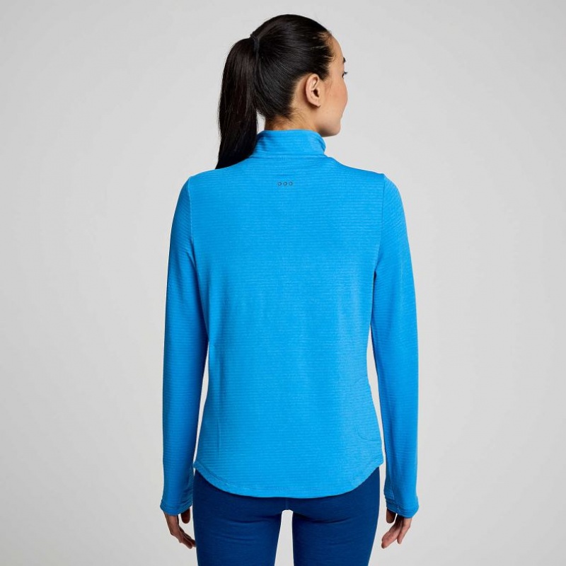 Saucony Triumph 3D 1/2 Zip Women's Sweatshirt Blue | IRELAND BFTS