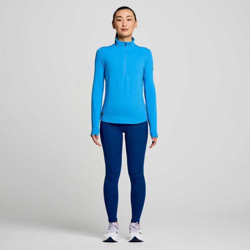 Saucony Triumph 3D 1/2 Zip Women's Sweatshirt Blue | IRELAND BFTS