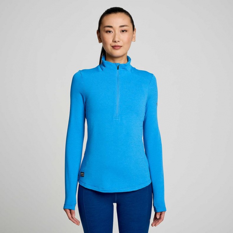 Saucony Triumph 3D 1/2 Zip Women\'s Sweatshirt Blue | IRELAND BFTS