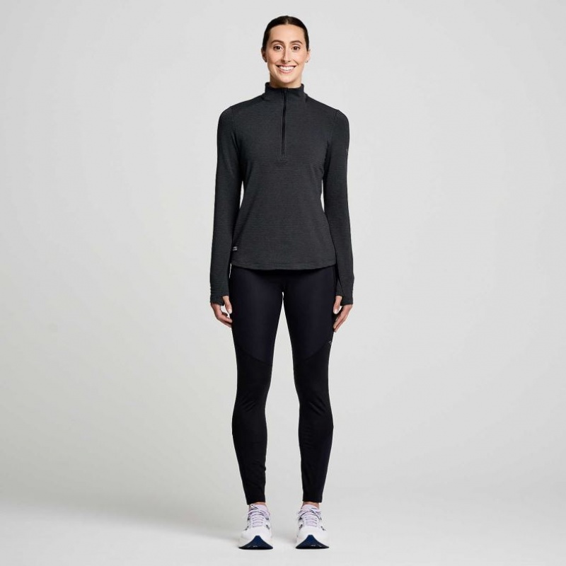 Saucony Triumph 3D 1/2 Zip Women's Sweatshirt Black | IRELAND RTDI