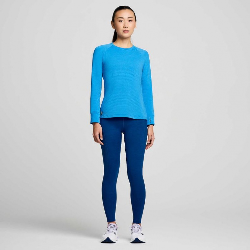 Saucony Triumph 3D Crew Women's Sweatshirt Blue | IRELAND QPXN