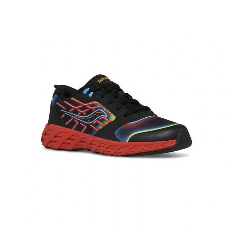 Saucony Wind 2.0 Lace Big Kids'' Sneakers Black / Red | IRELAND QOZD