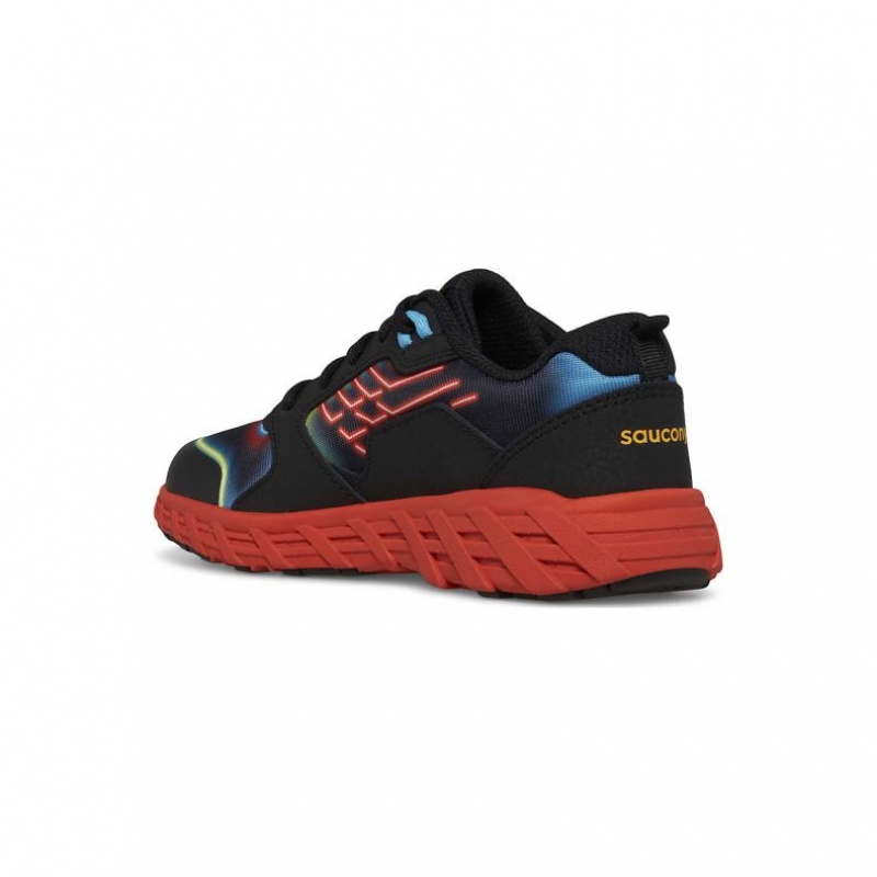 Saucony Wind 2.0 Lace Big Kids'' Sneakers Black / Red | IRELAND QOZD